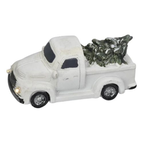 Vintage pick up fenyőfával világítós fehér