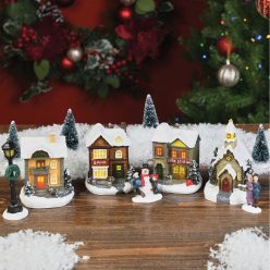 Színes világítós házikó kicsi 12db - OKOS ÁR!