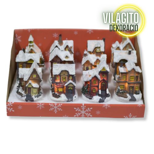 Színes világítós házikó kicsi 12db - OKOS ÁR!