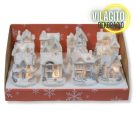 Fehér-ezüst világítós házikó kicsi 12db - OKOS ÁR!