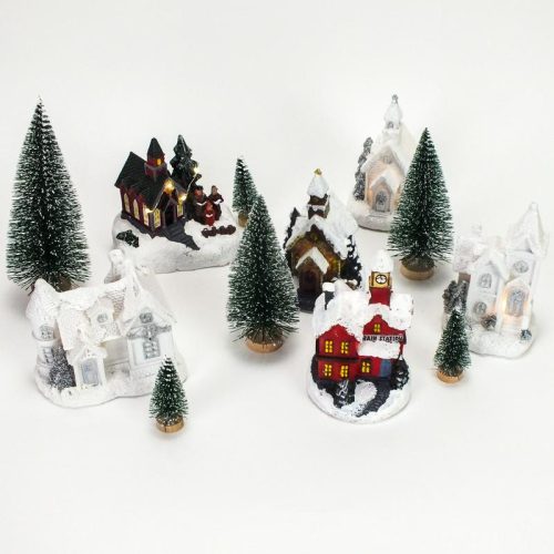 Fehér-ezüst világítós házikó kicsi 1db