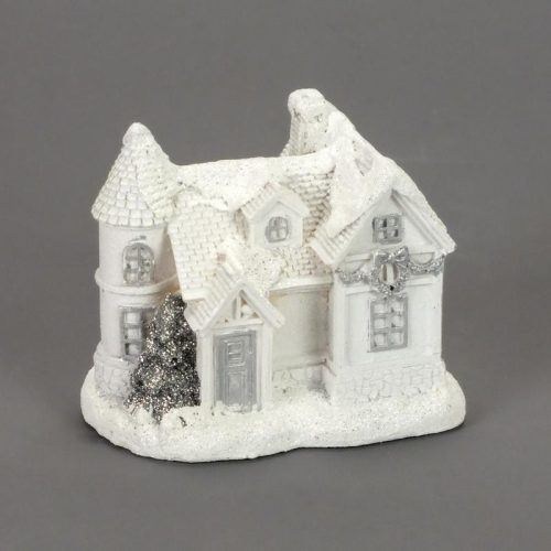 Fehér-ezüstvilágítós házikó közepes