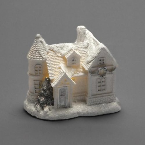 Fehér-ezüstvilágítós házikó közepes