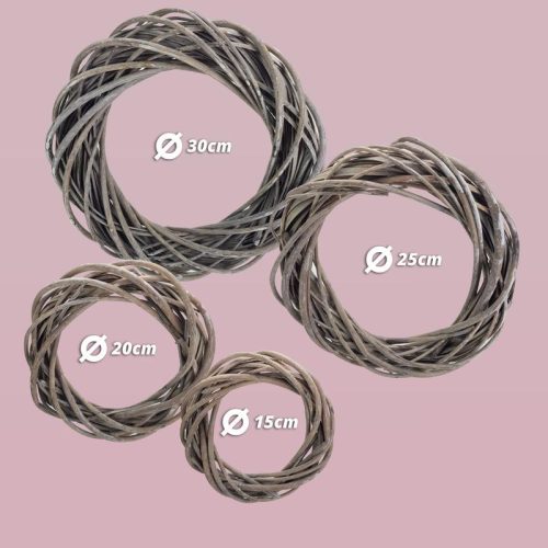 Vessző koszorú szürke 20cm