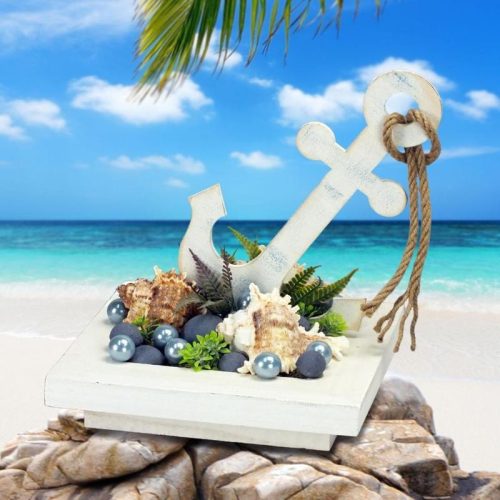 Dekorációs fa tál fehér négyzet 20x20cm