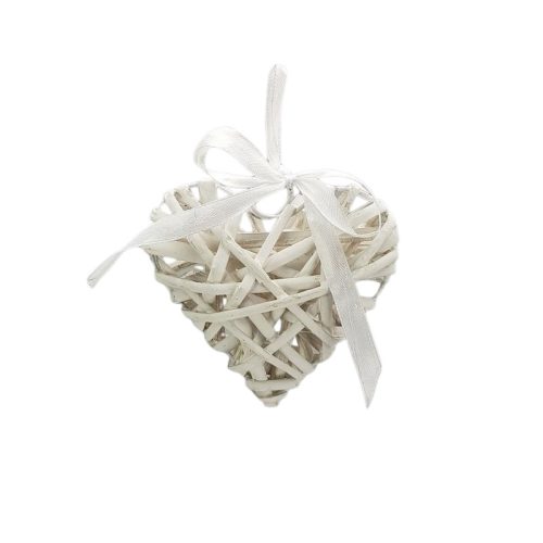 Fehér vessző szív fém vázon 10cm