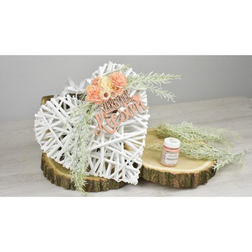 Fehér vessző szív fém vázon 15cm