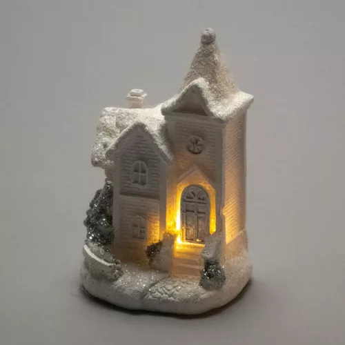 Fehér-ezüst világítós templom kicsi 12db/dob - OKOS ÁR!