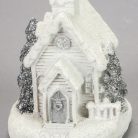 Fehér-ezüst világítós templom kicsi 1db