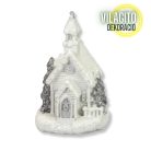 Fehér-ezüst világítós templom kicsi 1db