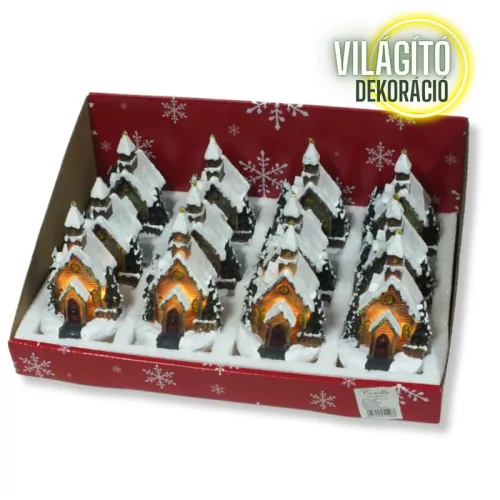 Színes világítós templom kicsi 12db/dob