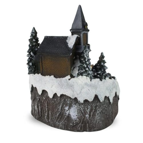 Világítós téli jelenet, vonattal