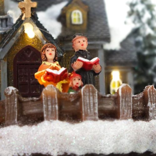 Világítós téli jelenet, vonattal