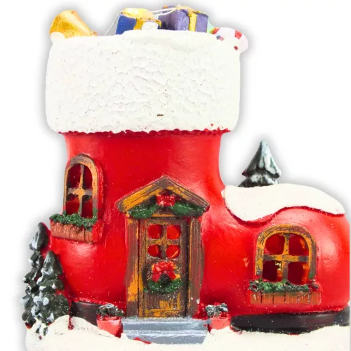 Világítós karácsonyi csizma ház - LED-es téli dekoráció