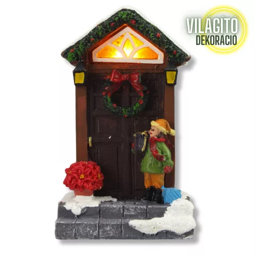 Világítós karácsonyi ajtó dekoráció - LED-es ünnepi dísz