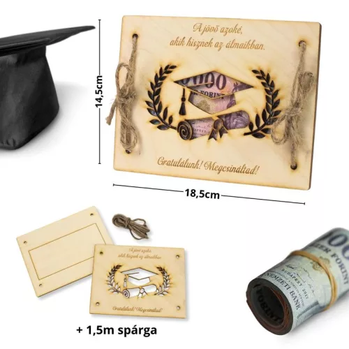 Natúr fa - Diplomaosztó és ballagási pénztartó 18,5x14,5cm