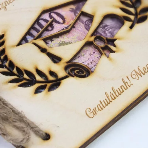 Natúr fa - Diplomaosztó és ballagási pénztartó 18,5x14,5cm