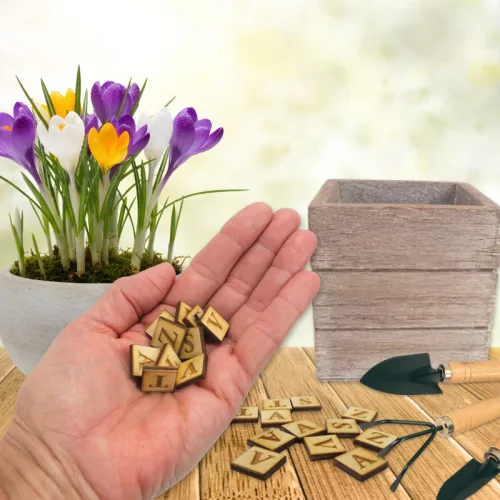 Natúr fa négyzetek - TAVASZ felirattal 2szett/csomag