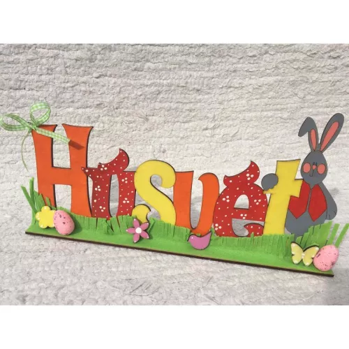 Natúr fa - Húsvét felirat talppal 16x34cm