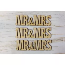 Natúr fa - "MR&MRS" felirat 3x10,5cm 3db/csomag