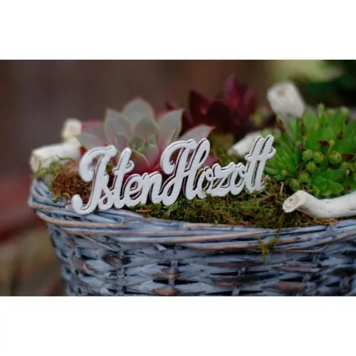 Natúr fa - "Isten hozott" felirat írott 9,5cm 5db/csomag