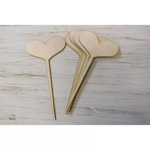 Natúr fa - Beszúrható szív 17,5cm 5db/csomag