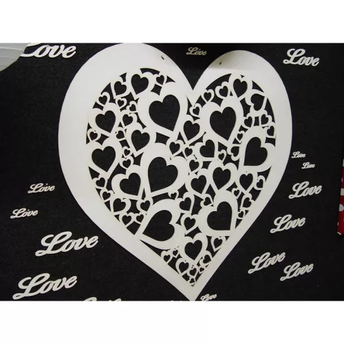 Fa áttört szív  fehér 40cm