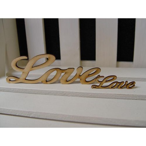 Natúr fa - "Love" felirat 6cm 10db/csomag