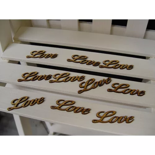 Natúr fa - "Love" felirat 6cm 10db/csomag