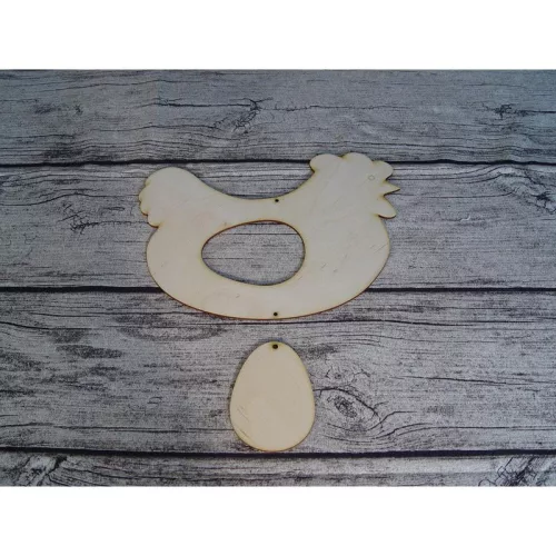 Natúr fa - Tyúk tojással 18x25cm