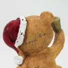 Kerámia barna ülő piros sapkás maci csengővel