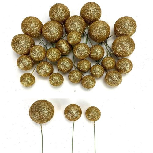 Csillámos gömb pick arany 30db/cs