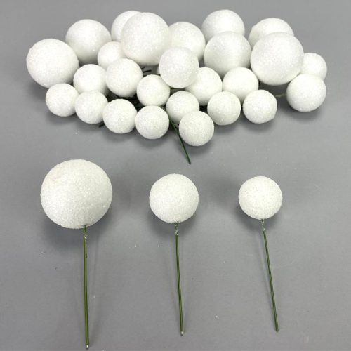 Csillámos gömb pick fehér 30db/cs