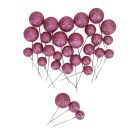 Csillámos gömb pick sötét rózsaszín 30db/cs