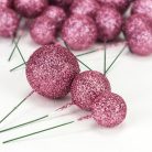 Csillámos gömb pick sötét rózsaszín 30db/cs