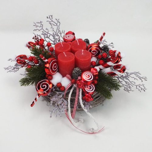 Kerek nyalóka karácsonyfadísz 3db/dob