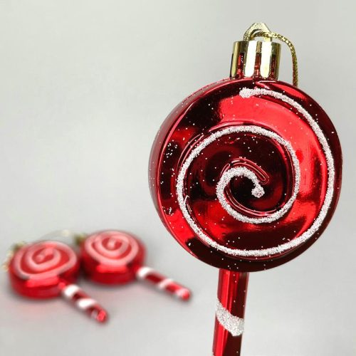 Kerek nyalóka karácsonyfadísz 3db/dob