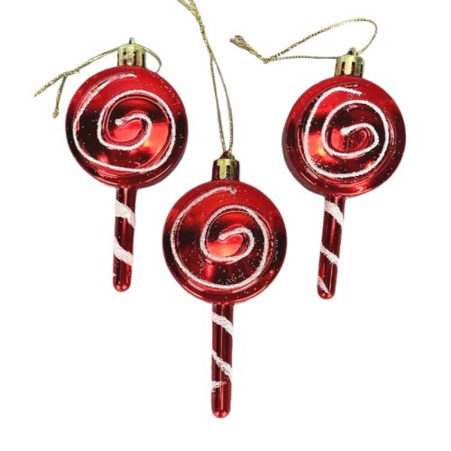 Kerek nyalóka karácsonyfadísz 3db/dob