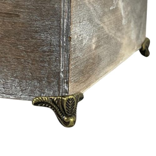 Dekotál szürkésbarna négyzet fém lábon 20x20cm