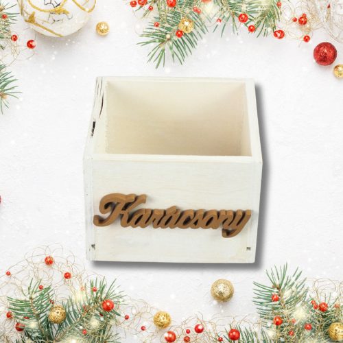 Dekoláda fehér kocka 11*11*8cm Arany Karácsony