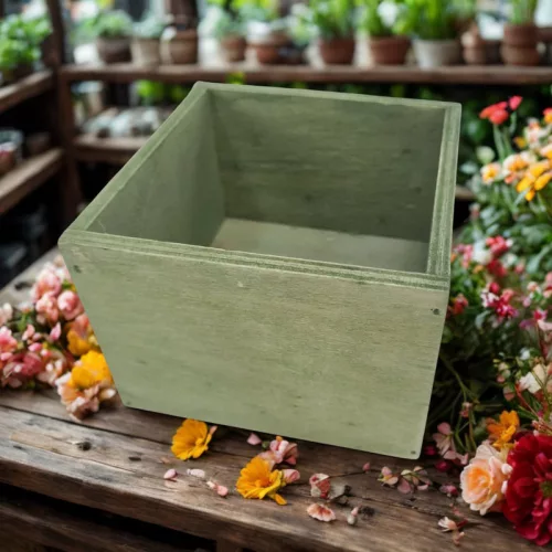 Dekoláda country-zöld rusztikus kocka 11*11*8cm 