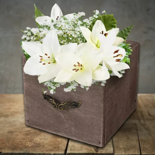 Fiók dekoláda rusztikus kocka fém fogantyúval 9*9*8cm