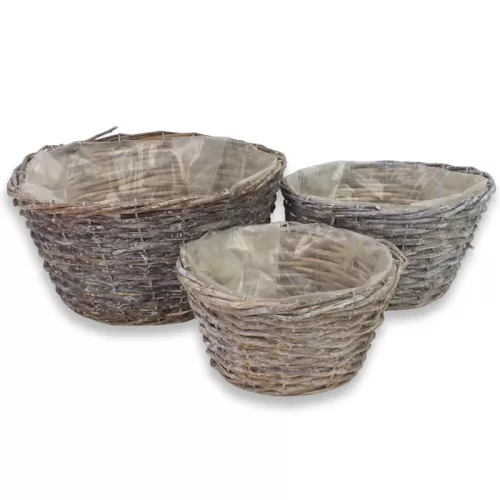  Antikolt vessző tál bélelt 3db/szett 9/# 