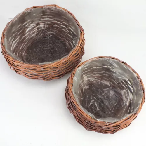 Virágkötészeti fonott tál bélelt 2db/szett 6/# 30*15cm,  25*12cm
