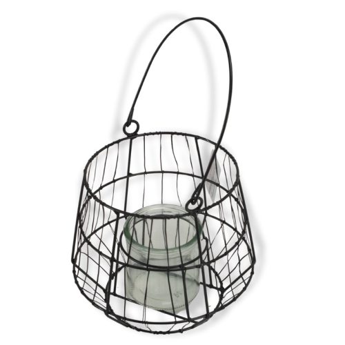 Fém mécsestartó füllel fekete