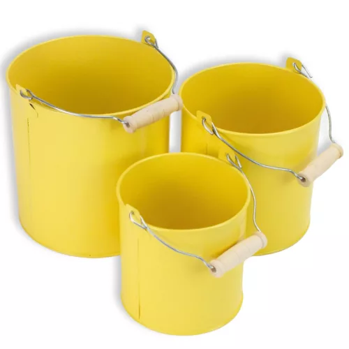 Fém dekorációs csöbör - pasztell sárga 3db/szett 