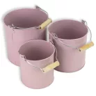 Fém dekorációs csöbör - rózsaszín 3db/szett 