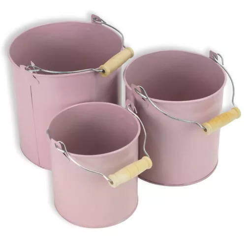Fém dekorációs csöbör - rózsaszín 3db/szett 