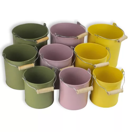 Fém dekorációs csöbör - rózsaszín 3db/szett 