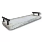 Fogantyús fa tálca vintage fehér 35x12cm 